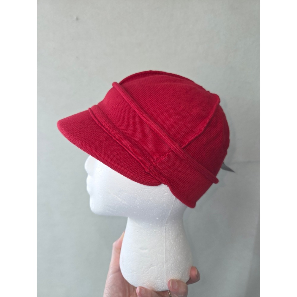 Parkhurst SunGuard Knit Visor Cap Womens PT/AVG Red Cotton Cloche Made in Canada